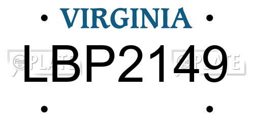 LBP2149 Virginia License Plate
