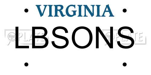 LBSONS Virginia License Plate