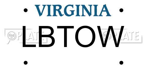 LBTOW Virginia License Plate