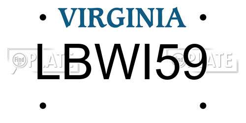 LBWI59 Virginia License Plate