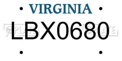 LBX0680 Virginia License Plate