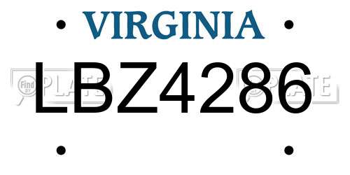 LBZ4286 Virginia License Plate
