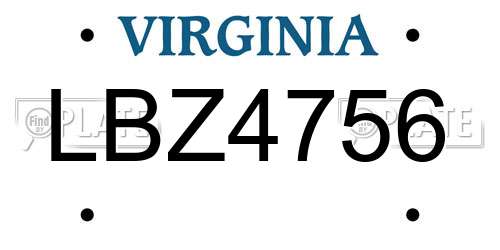 LBZ4756 Virginia License Plate