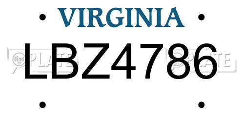 LBZ4786 Virginia License Plate