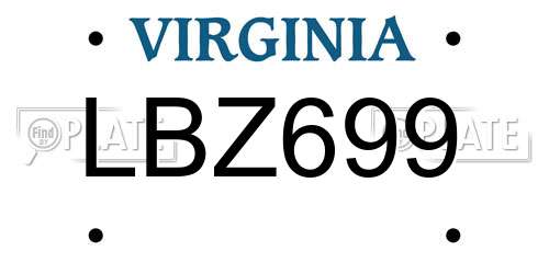 LBZ699 Virginia License Plate