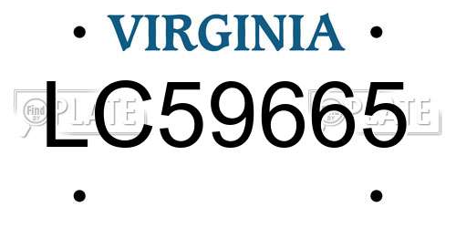 LC59665 Virginia License Plate
