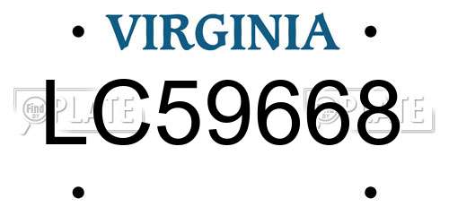 LC59668 Virginia License Plate