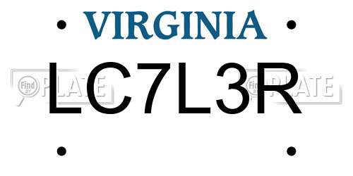 LC7L3R Virginia License Plate