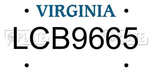 LCB9665 Virginia License Plate