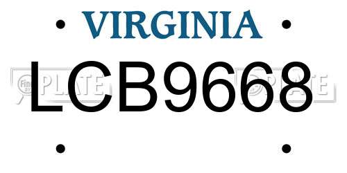 LCB9668 Virginia License Plate