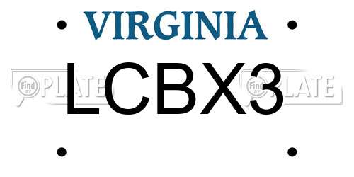 LCBX3 Virginia License Plate