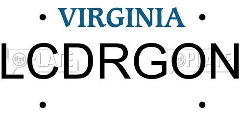 LCDRGON Virginia License Plate