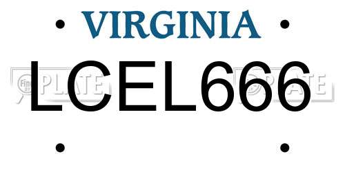 LCEL666 Virginia License Plate