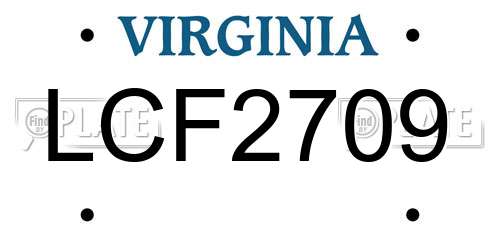 LCF2709 Virginia License Plate