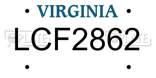 LCF2862 Virginia License Plate