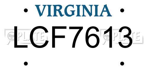LCF7613 Virginia License Plate