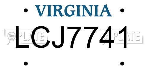 LCJ7741 Virginia License Plate
