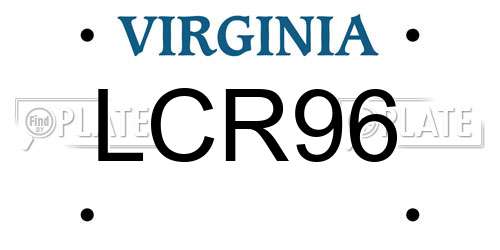 LCR96 Virginia License Plate