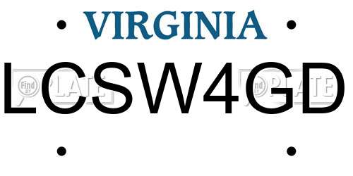 LCSW4GD Virginia License Plate