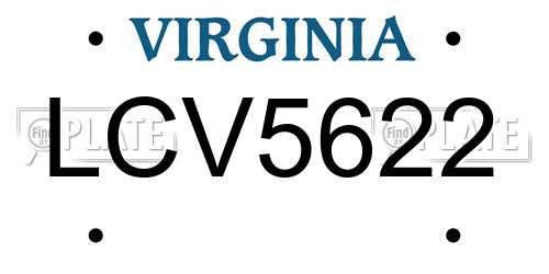 LCV5622 Virginia License Plate