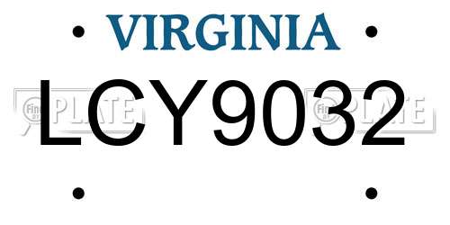 LCY9032 Virginia License Plate