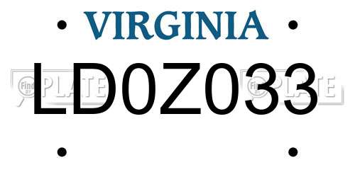 LD0Z033 Virginia License Plate