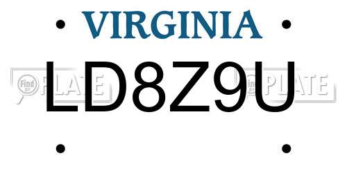 LD8Z9U Virginia License Plate