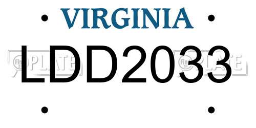 LDD2033 Virginia License Plate