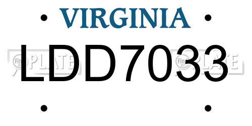 LDD7033 Virginia License Plate