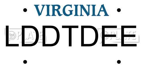 LDDTDEE Virginia License Plate