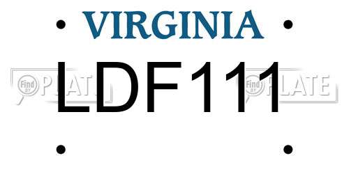 LDF111 Virginia License Plate