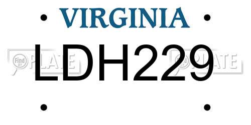 LDH229 Virginia License Plate