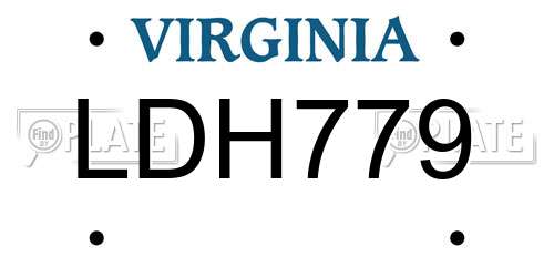LDH779 Virginia License Plate