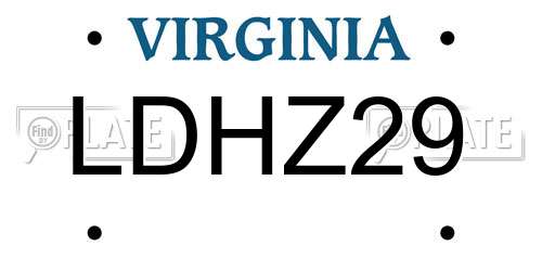 LDHZ29 Virginia License Plate