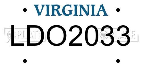 LDO2033 Virginia License Plate