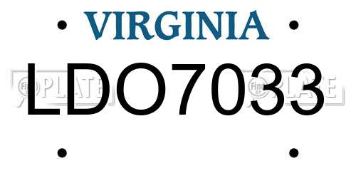 LDO7033 Virginia License Plate