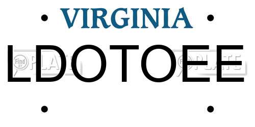 LDOTOEE Virginia License Plate