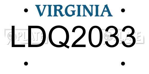 LDQ2033 Virginia License Plate