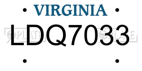 LDQ7033 Virginia License Plate