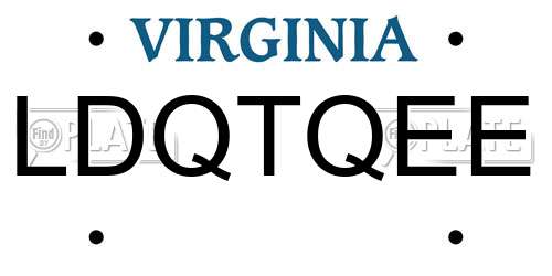 LDQTQEE Virginia License Plate