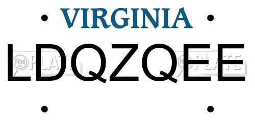 LDQZQEE Virginia License Plate
