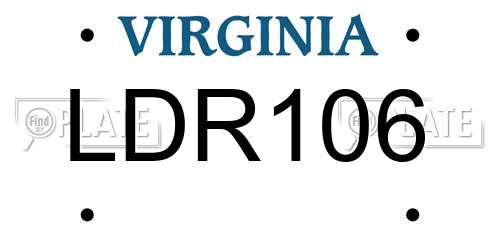 LDR106 Virginia License Plate