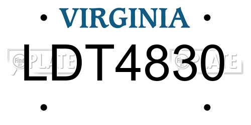 LDT4830 Virginia License Plate