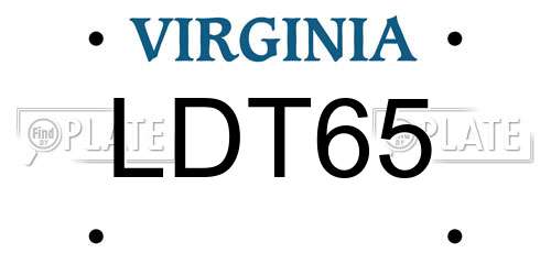 LDT65 Virginia License Plate