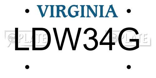 LDW34G Virginia License Plate