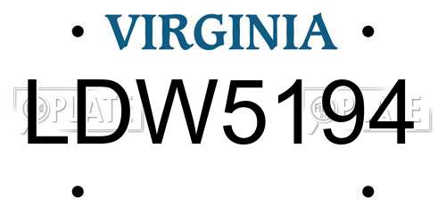 LDW5194 Virginia License Plate