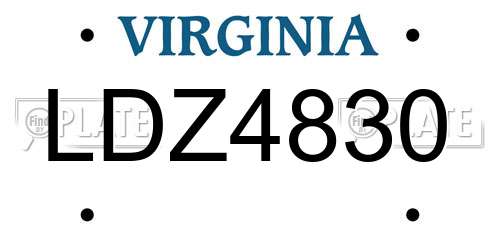 LDZ4830 Virginia License Plate