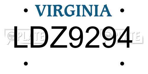 LDZ9294 Virginia License Plate