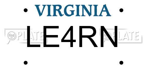 LE4RN Virginia License Plate