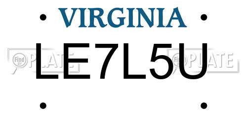 LE7L5U Virginia License Plate